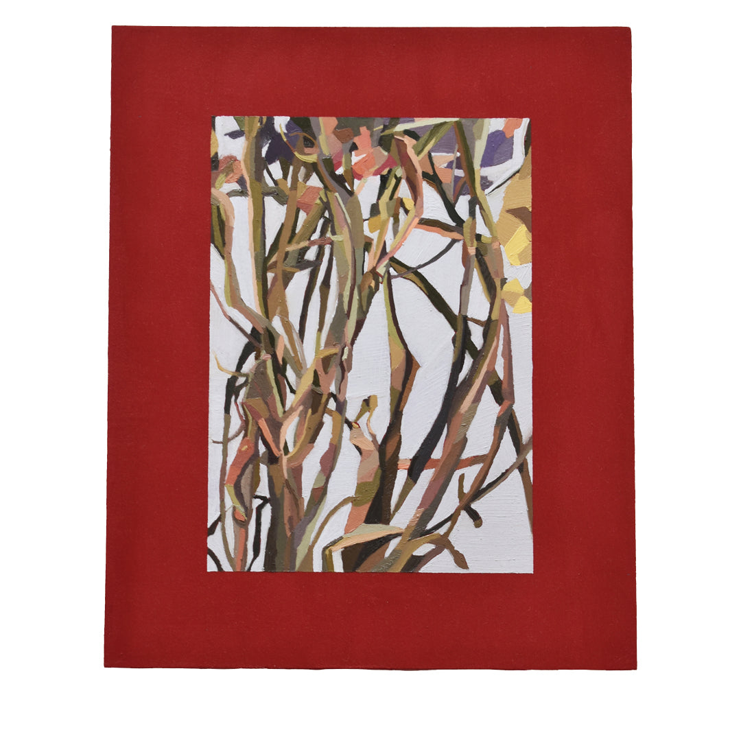 A Second Flower Painting (Dead Stems) by Aaron Jolley — Painting, Oil on Wooden pannel