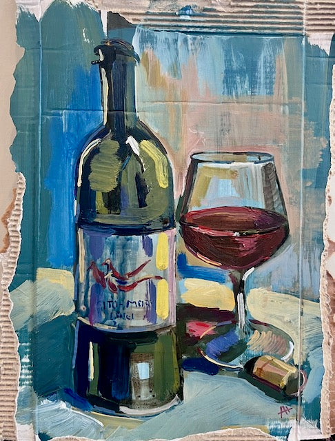 Wine by Abby Harris — Oil on primed cardboard