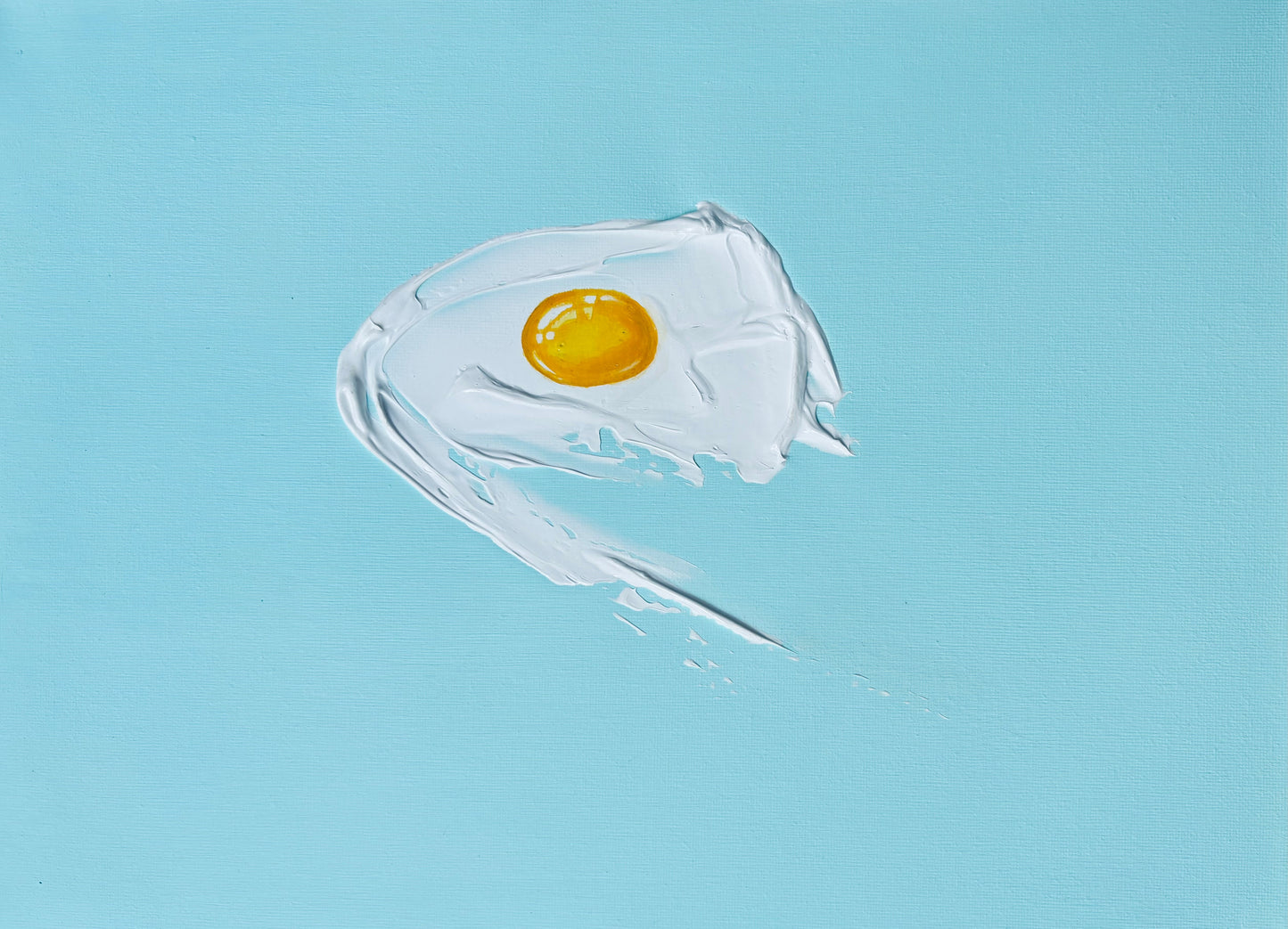 Over Easy by Day-z — moulding paint and acrylic paint on canvas (30 × 40 cm)