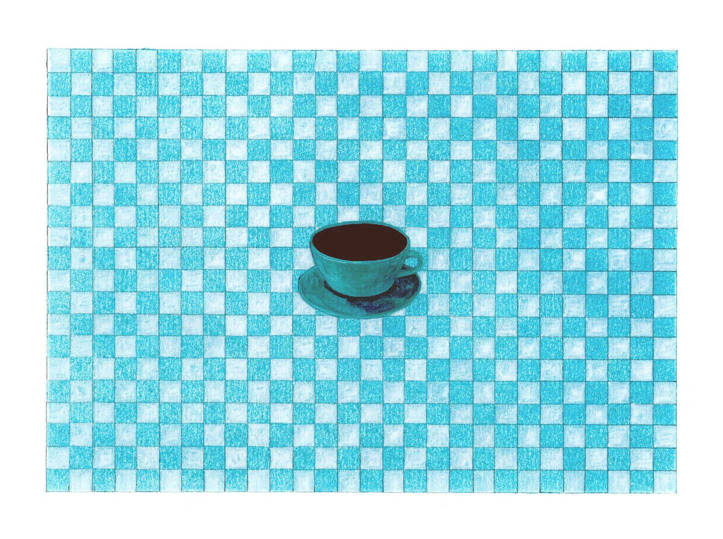 Wake Up: Blue Mug by Olga Vakhrameeva — gouache, pastel on paper (14 × 18 cm)