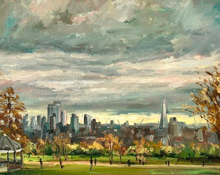 Hampstead View with Bandstand, Autumn