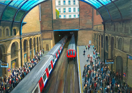 Paddington Underground Station by Keith Bird — oil on canvas