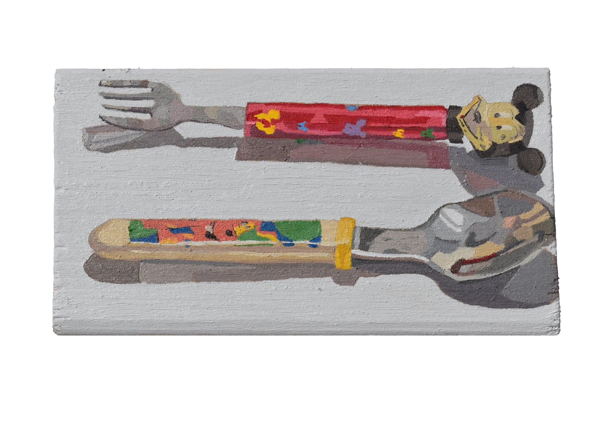 The Cutlery I Used When I Was Smaller (& Still Use Sometimes Now) by Aaron Jolley — Painting, Oil on Wooden Block