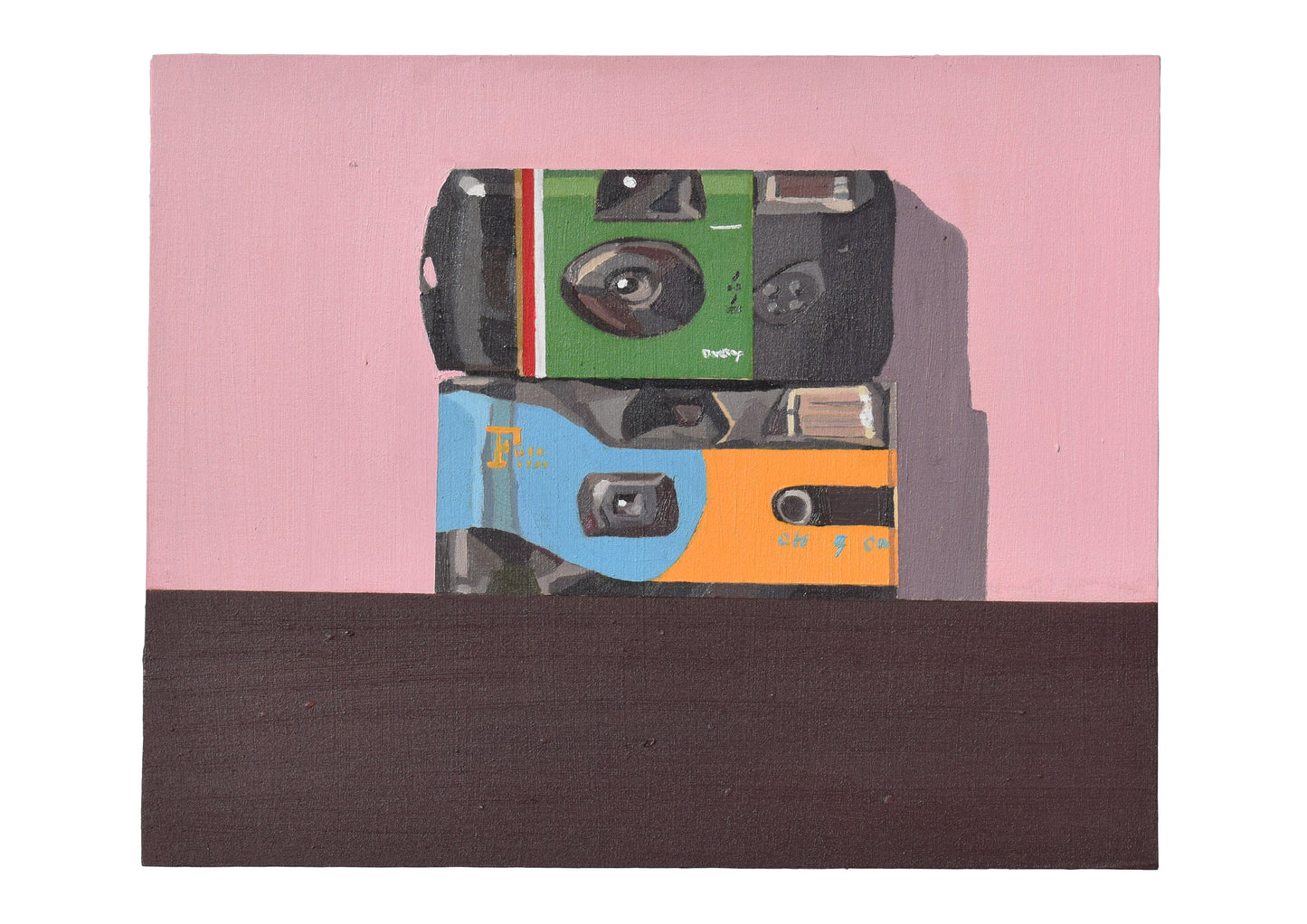 Two Cameras, Yet To Be Developed by Aaron Jolley — Painting, Oil on Wooden Pannel