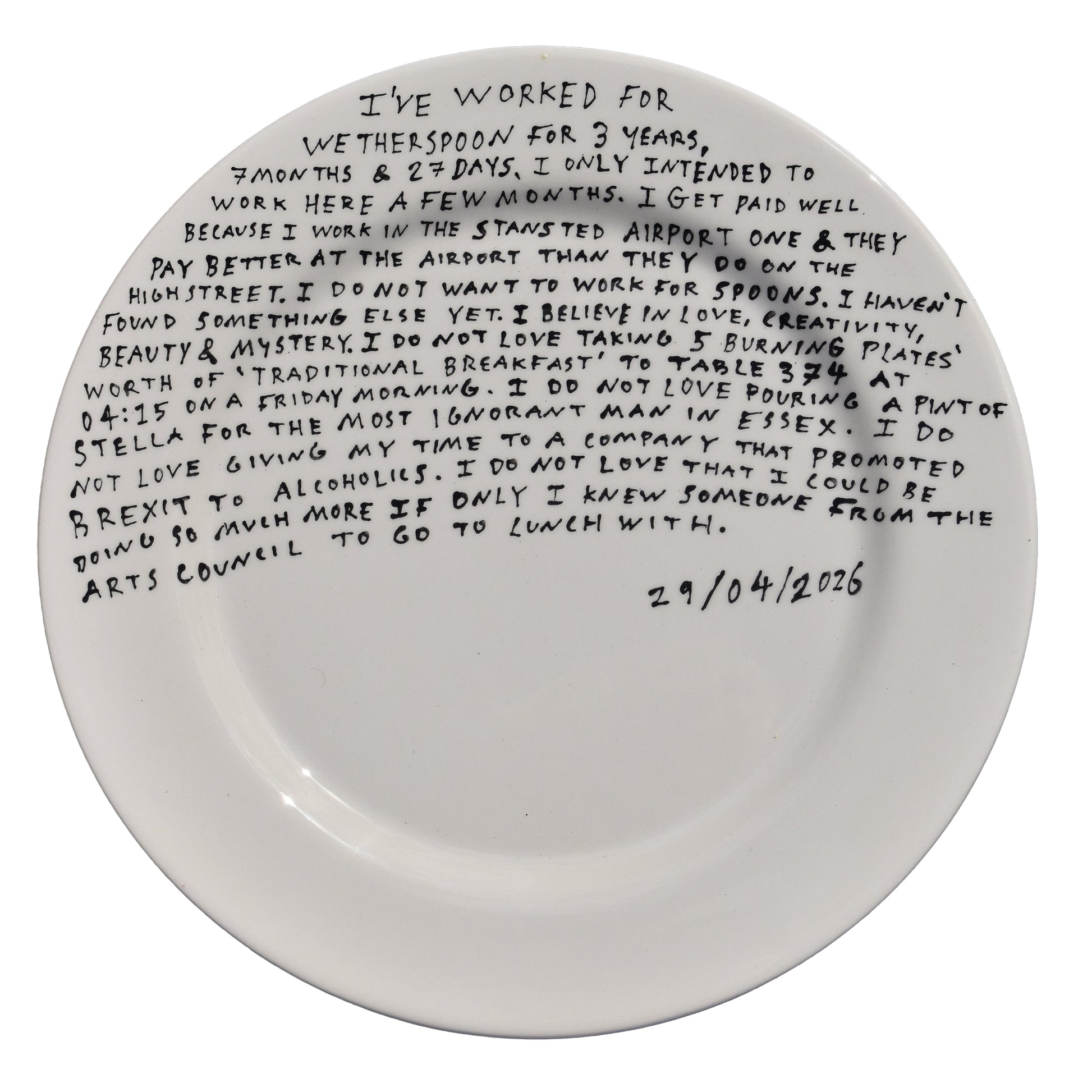 About My Job by Aaron Jolley — Ceramic Plate