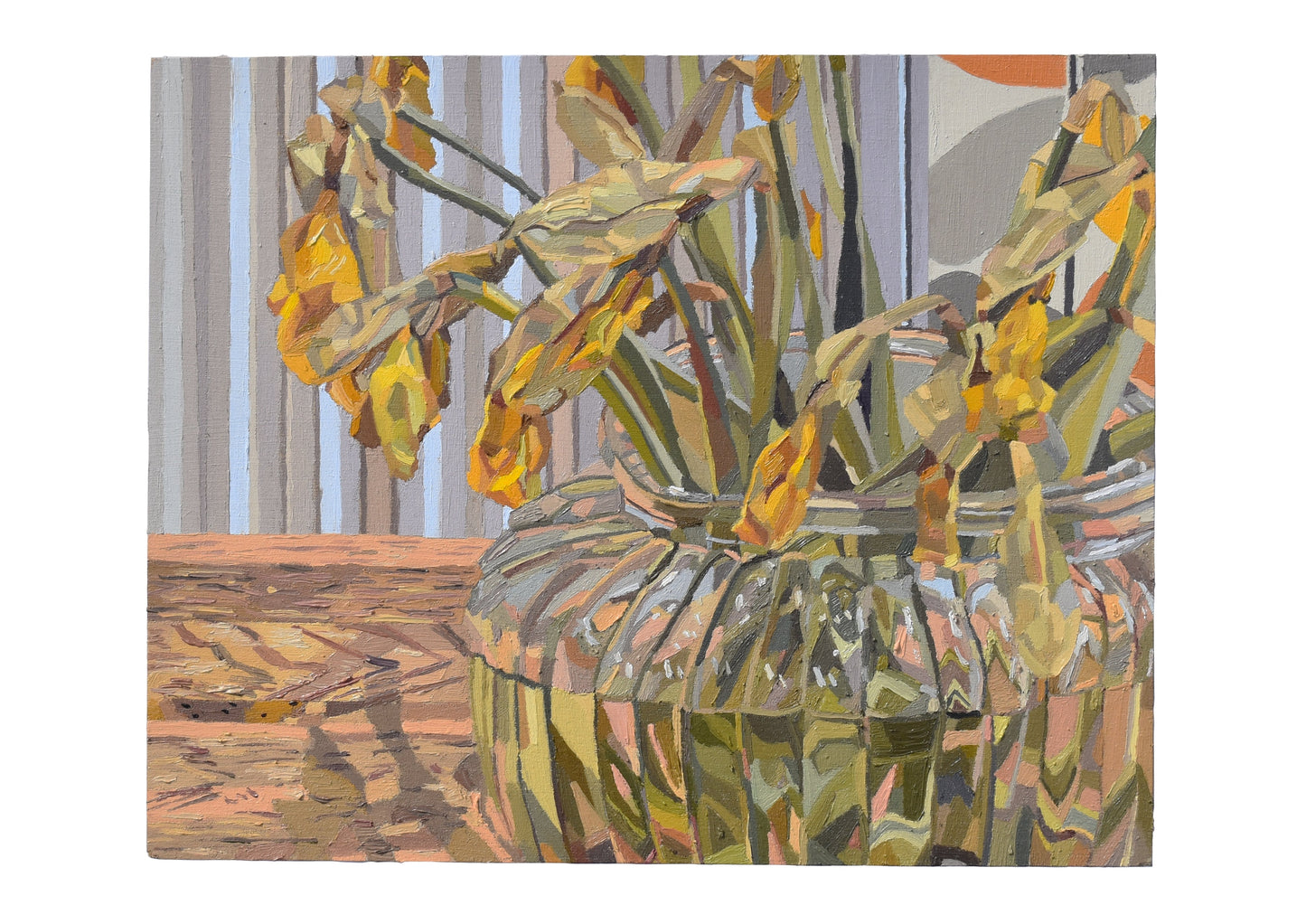 Dead Daffodils by Aaron Jolley — Painting, Oil on Wooden Pannel