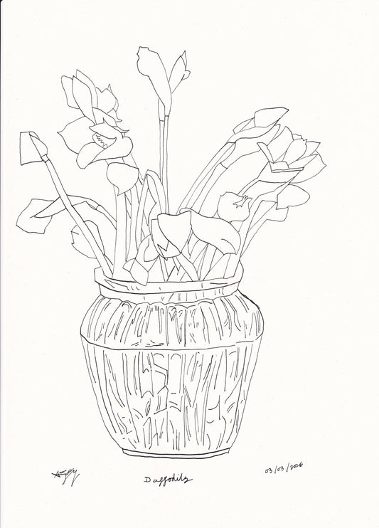 Daffodils by Aaron Jolley — Drawing, Ink on Paper