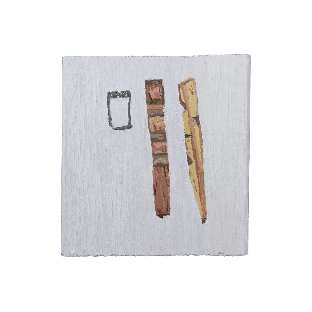 Components of a Peg by Aaron Jolley — Painting, Oil On Wooden Block