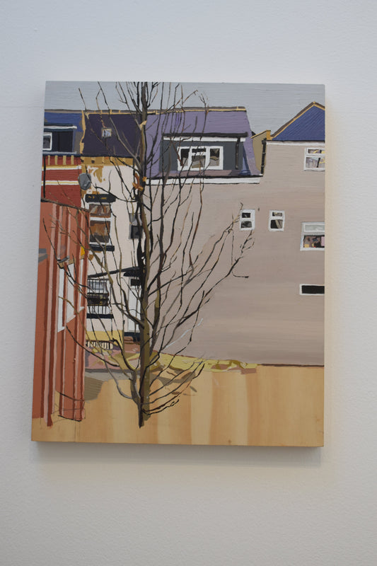 Rear Window by Aaron Jolley — Painting, Oil on Wooden Pannel