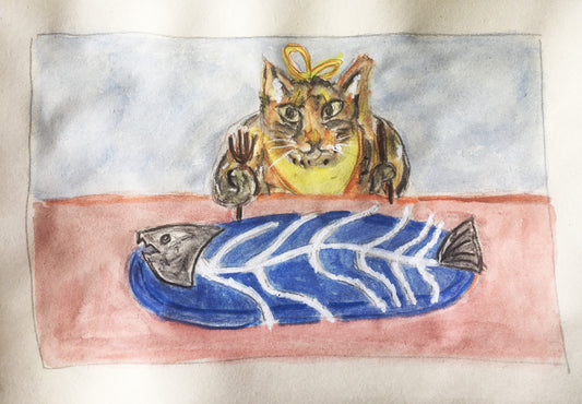 The Fish That Was.. by Helen Lom — Pen, watercolour and crayon on paper