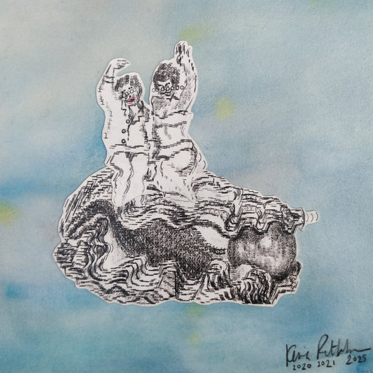 Oyster Girls — Original Collaged Typictions by Keira Rathbone — Typewriter art collage with painted background, varnished