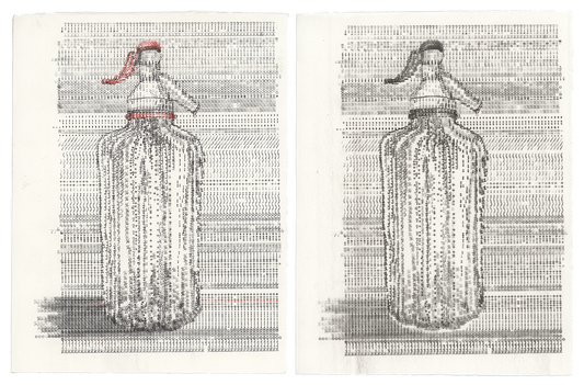 Soda Syphon & Carbon Copy Soda Syphon (Diptych) by Keira Rathbone — Typewriter art (diptych) on paper
