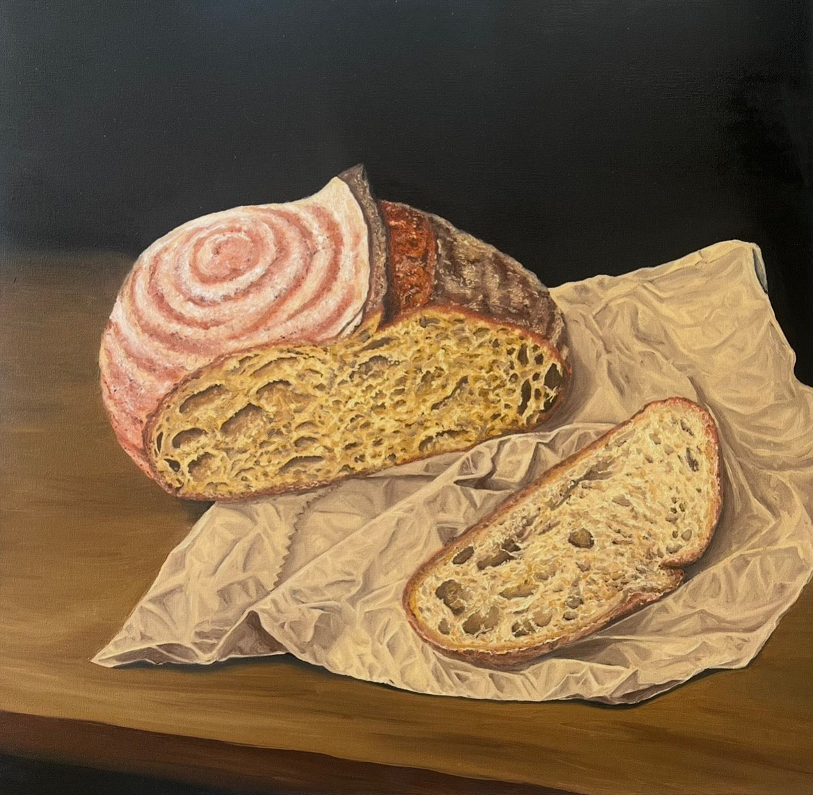 Sourdough by Alexander J Hilton — oil on canvas board (35.5 × 28 cm)