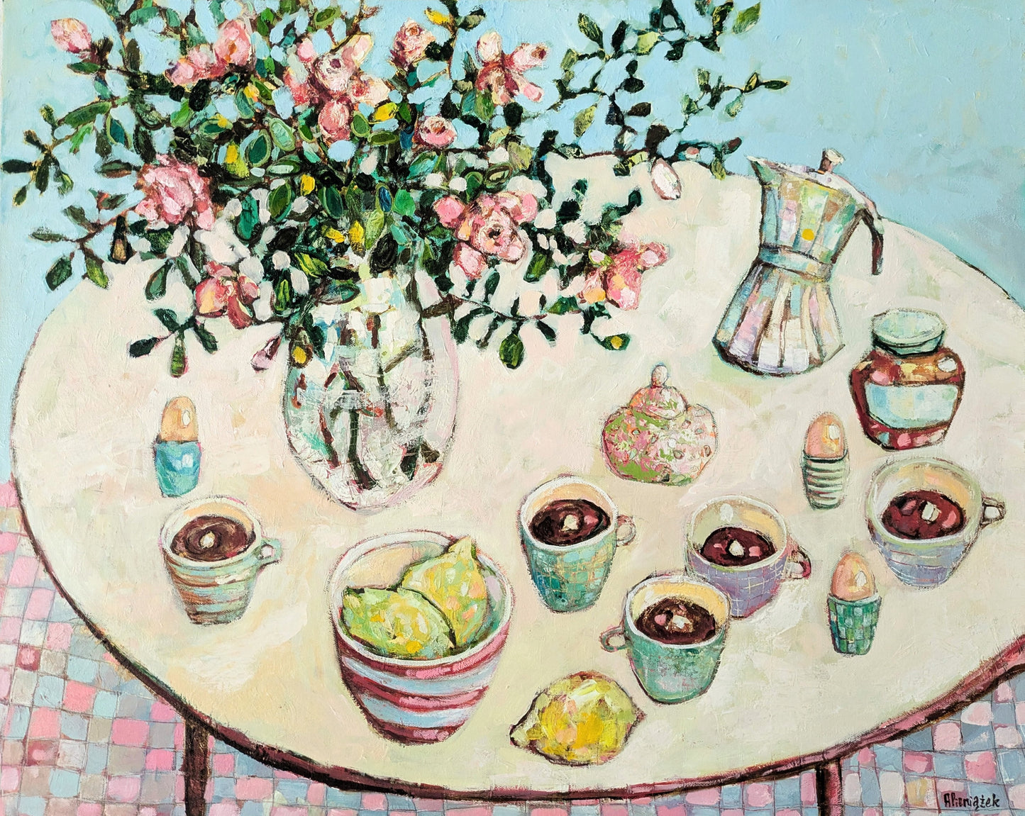 Morning Rituals by Ania Pieniazek — oil on canvas (76 × 61 cm)