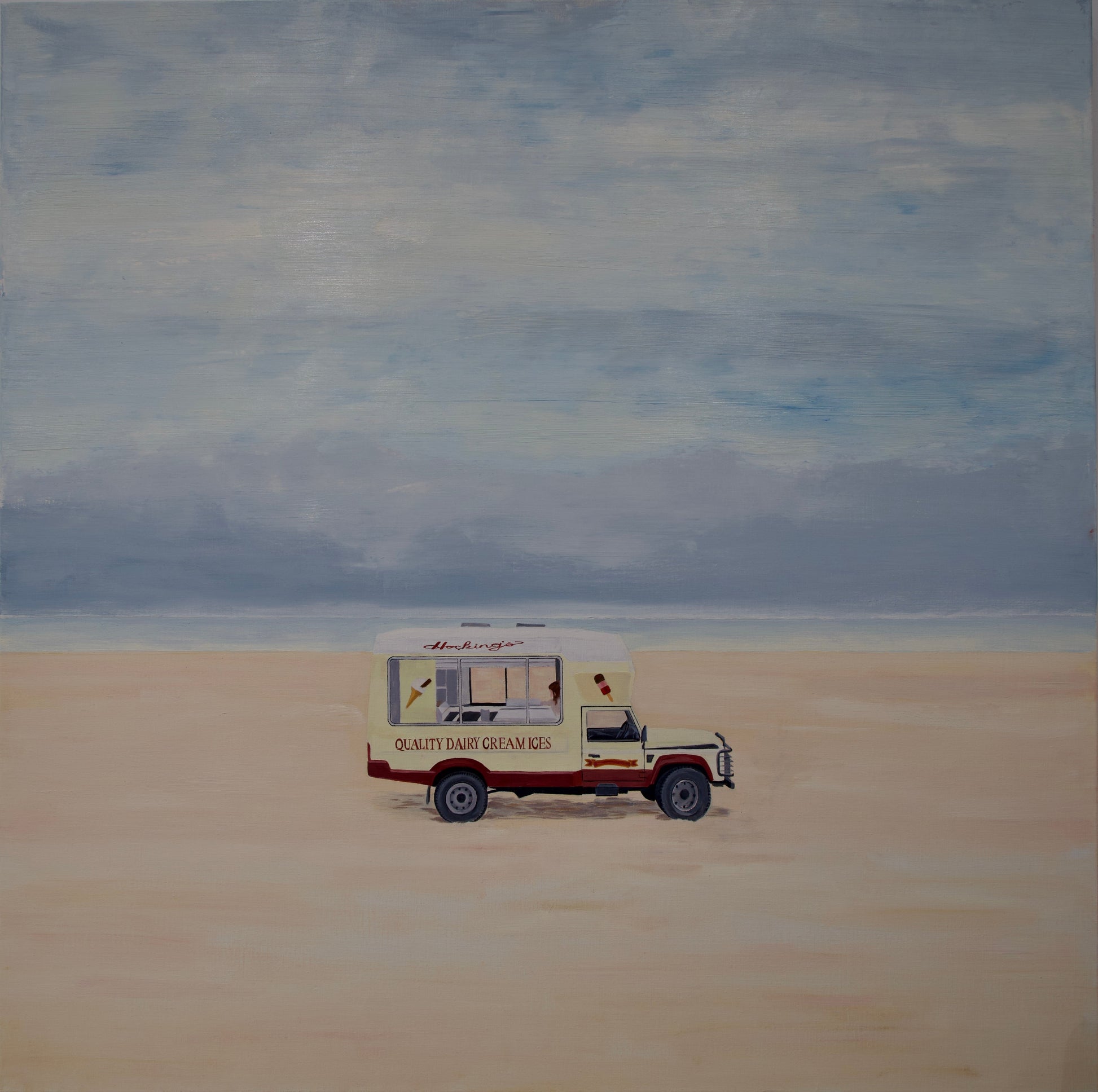 Ice Cream Van by Richard Ingleton — oil on box canvas (100 × 100 cm)