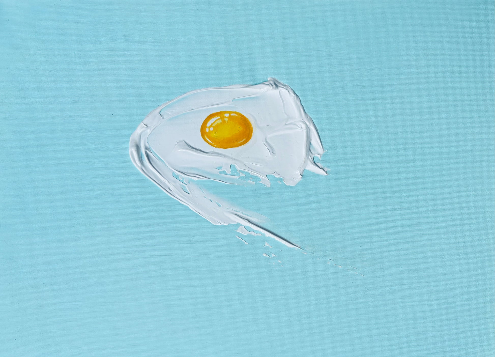 Over Easy by Day-z — moulding paint and acrylic paint on canvas (30 × 40 cm)