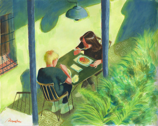 A Bright Afternoon by Nuode Li — watercolor and gouache on paper (18.9 × 24.4 cm)