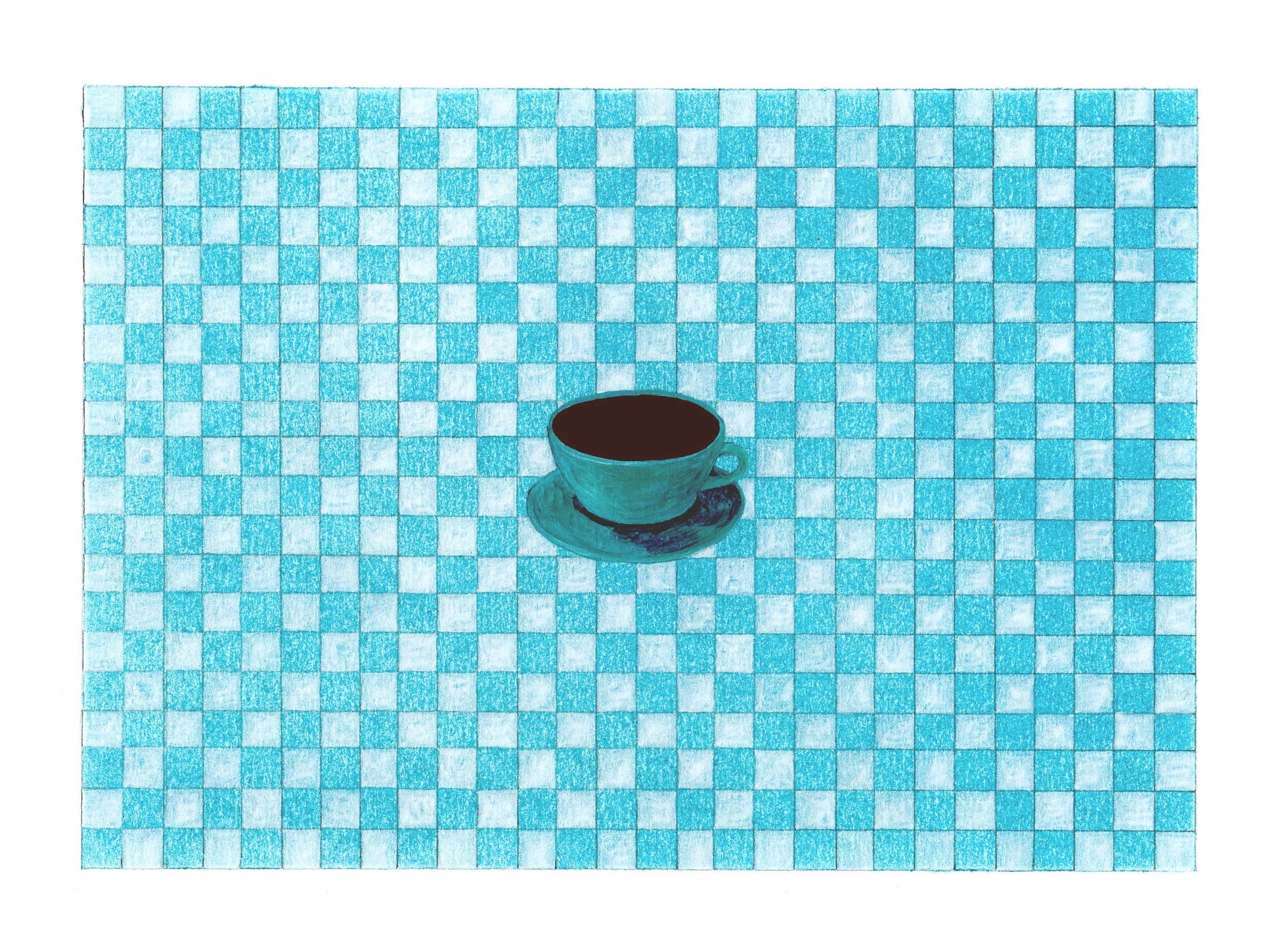 Wake Up: Blue Mug by Olga Vakhrameeva — gouache, pastel on paper (14 × 18 cm)