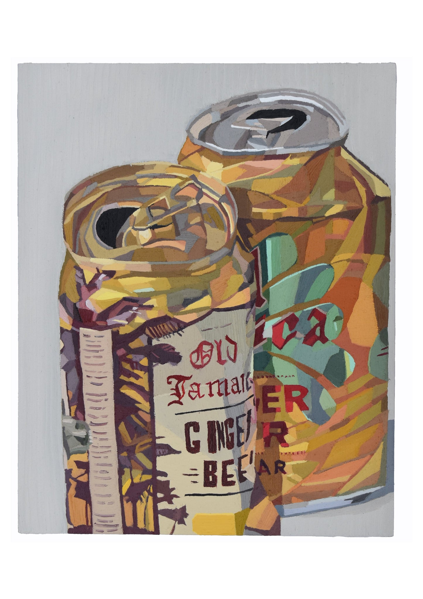 Two Cans by Aaron Jolley — oil on board (25.3 × 20.3 cm)