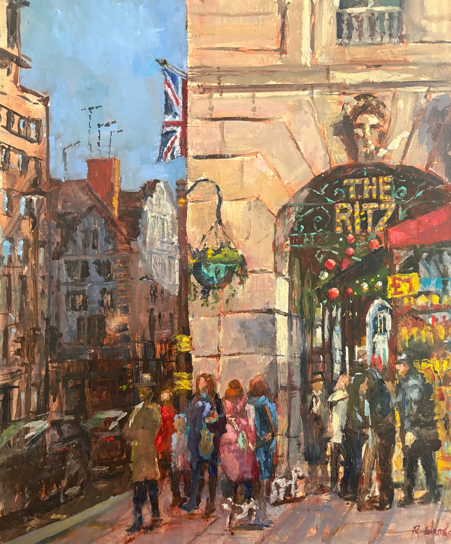 The Ritz by Rosie Woods — oil on board (30 × 25 cm)