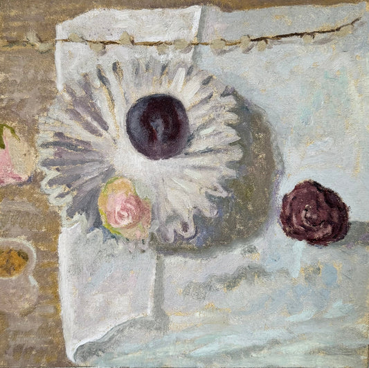 Plum and Roses by Rachel Hertz — Oil on linen