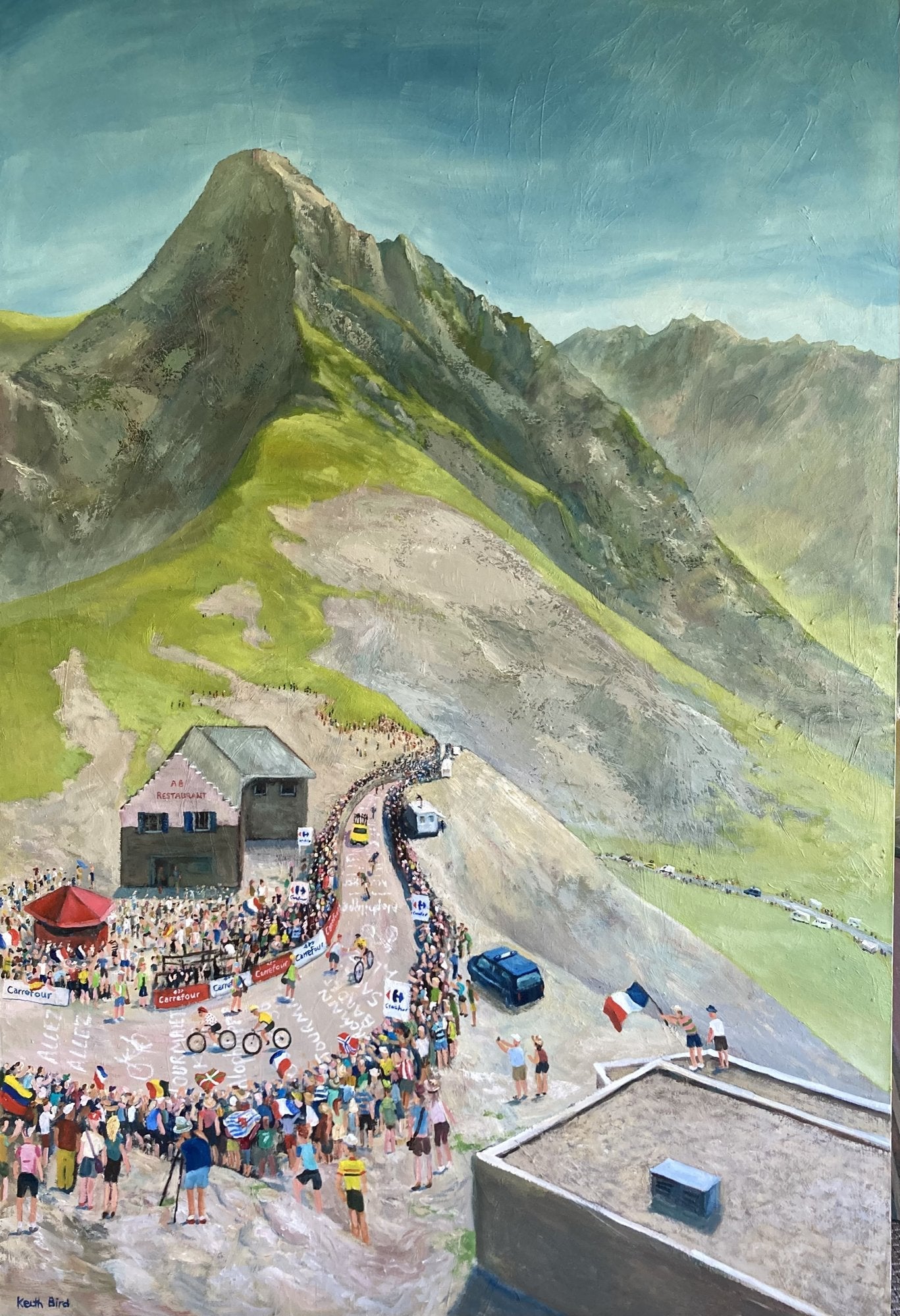 King of the Mountains (Col du Tourmalet, Tour de France) by Keith Bird — Oil on canvas